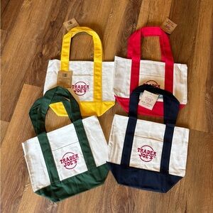 BNWT Trader Joe’s mini canvas tote bundle of 4
